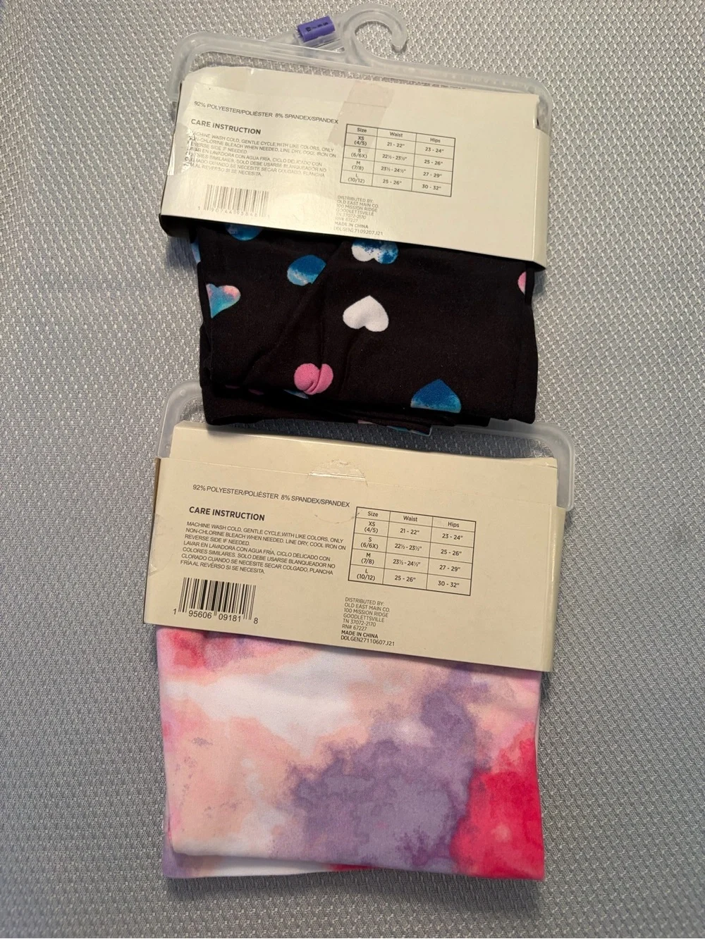 Bobbie Brooks Girls' Black Heart Print & Purple Watercolor Leggings Set